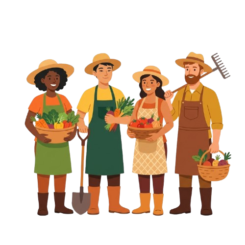 Farmers sharing produce